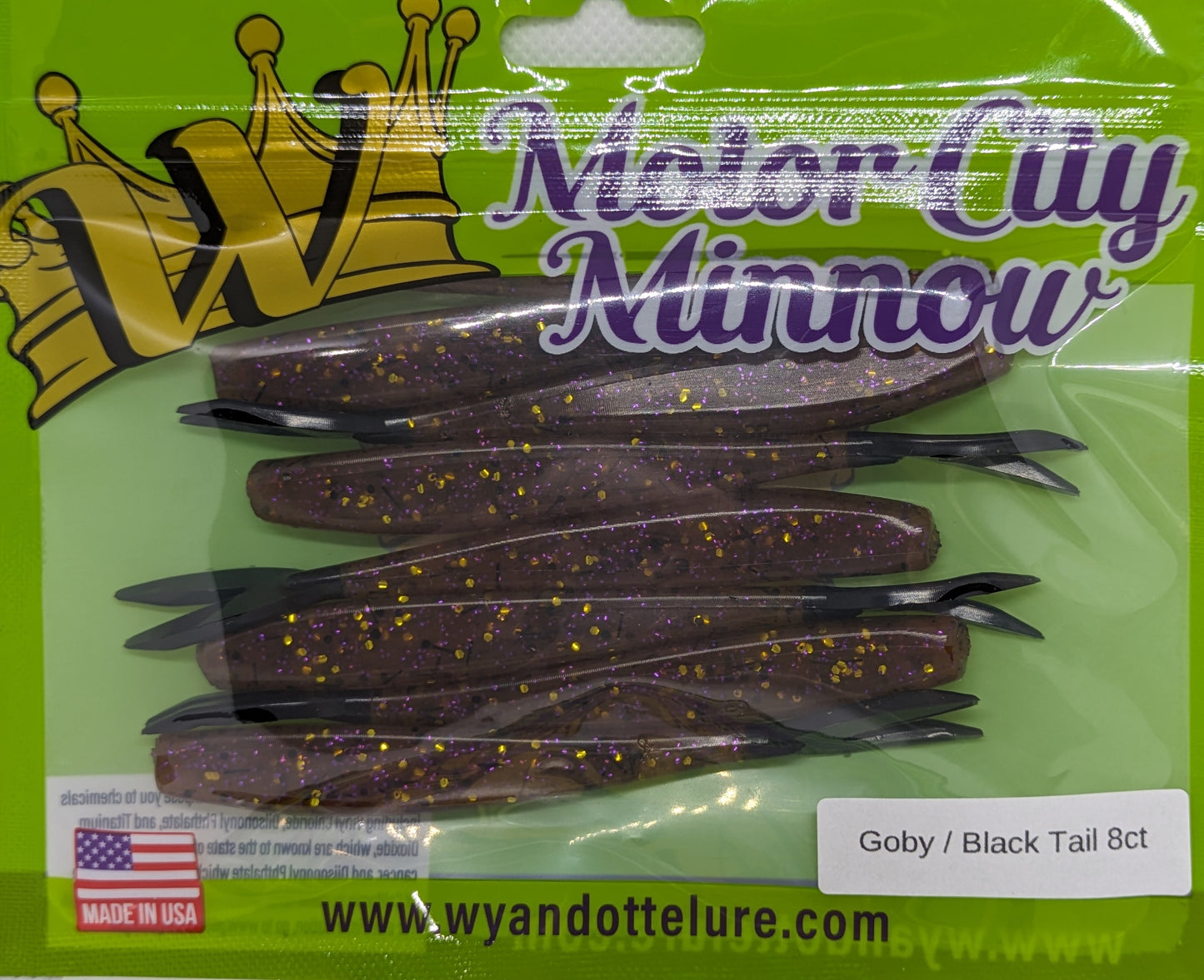 Motor City Minnow - Goby / Black tail 8ct