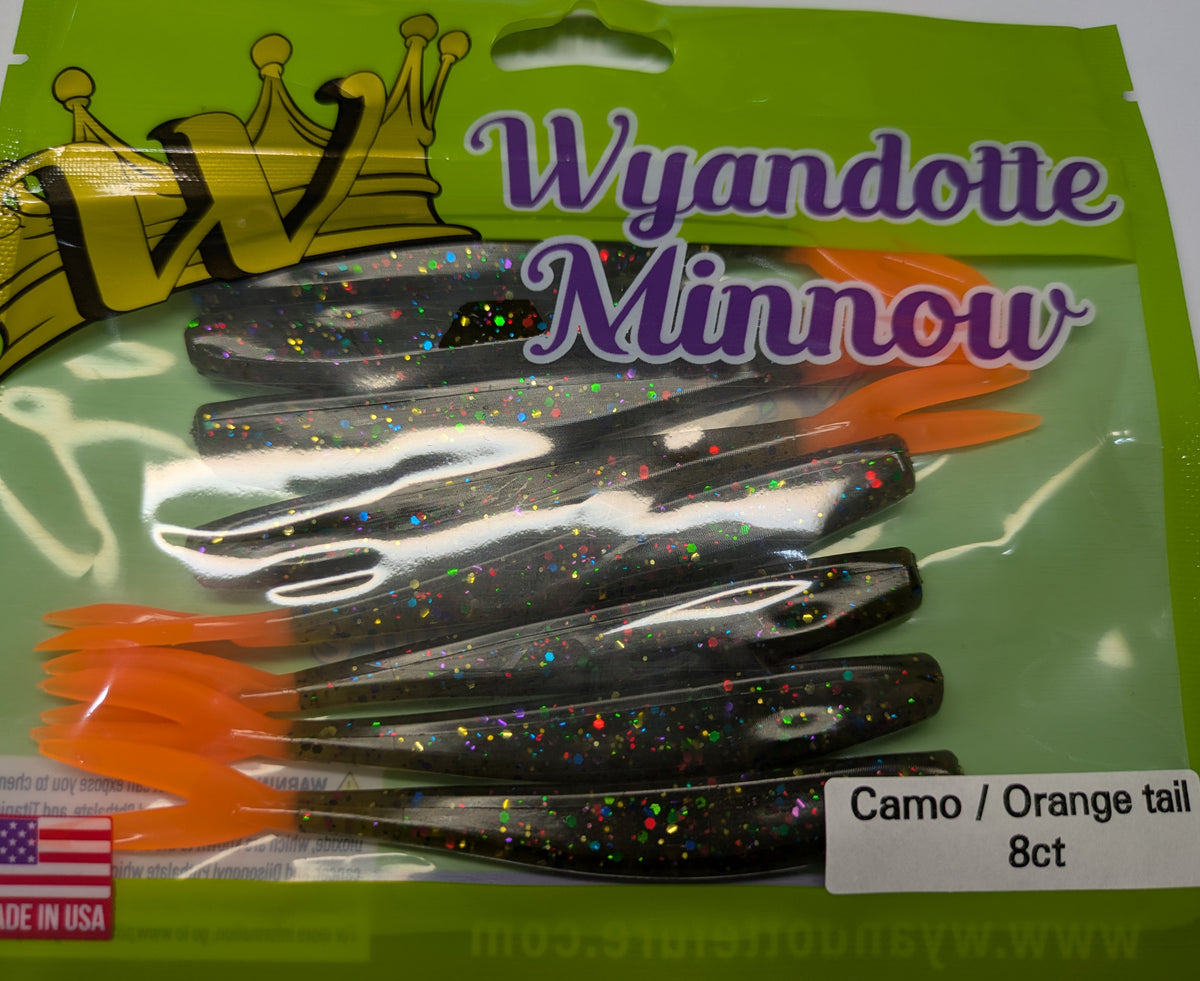 Motor City Minnow  - Camo / Orange tail 8ct