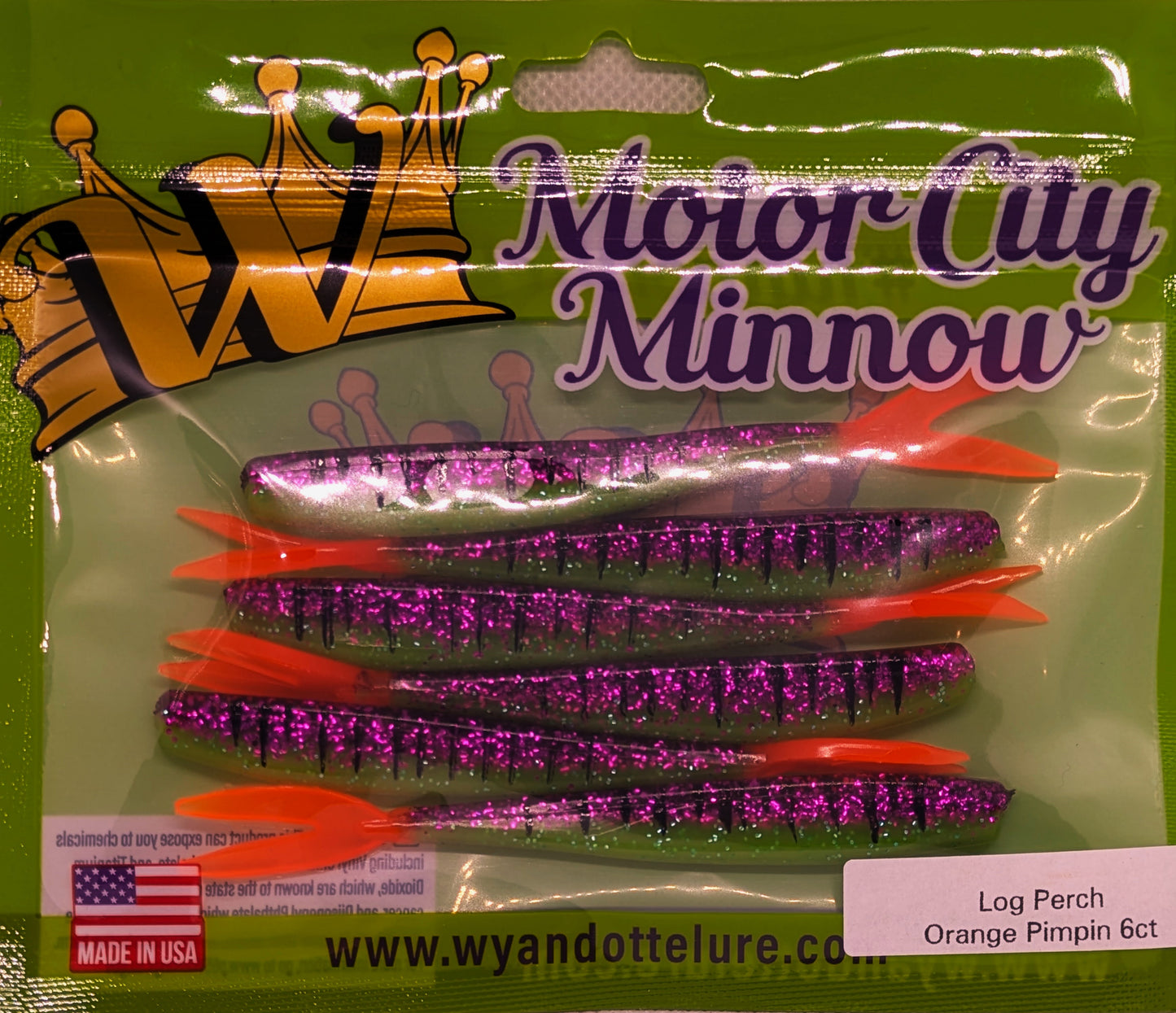 Motor City Minnow - Darter Series - Orange Pimpin  6ct