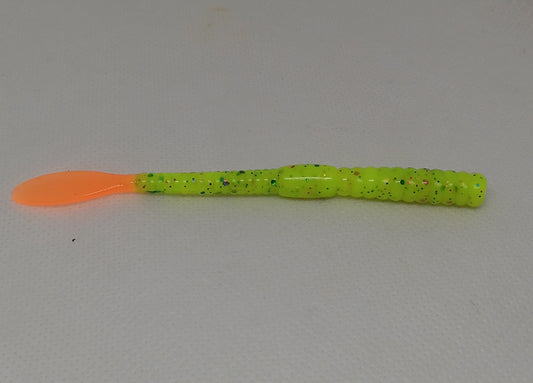 Wyandotte Worm - Chartreuse Glitter / Orange tail