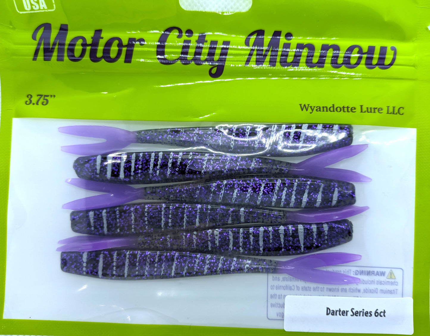 Motor City Minnow - Darter Series - Grape Ape / Silver stripes 6ct