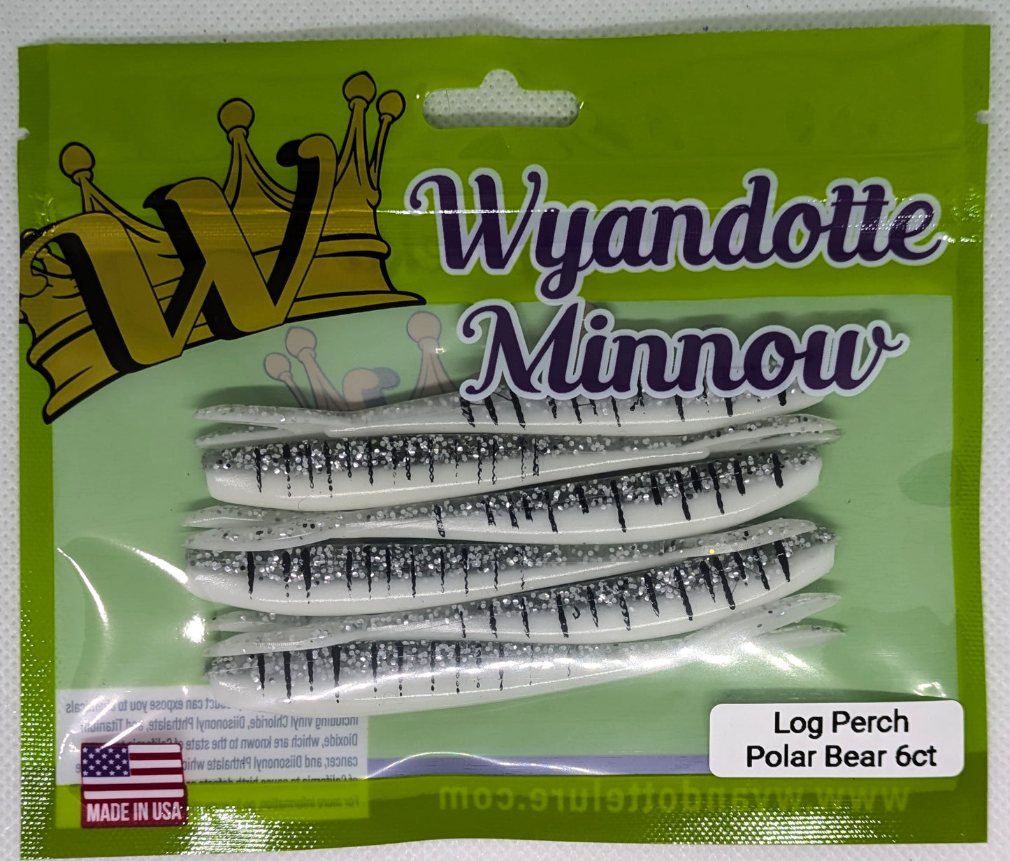 Motor City Minnow - Log Perch - Polar Bear 6ct